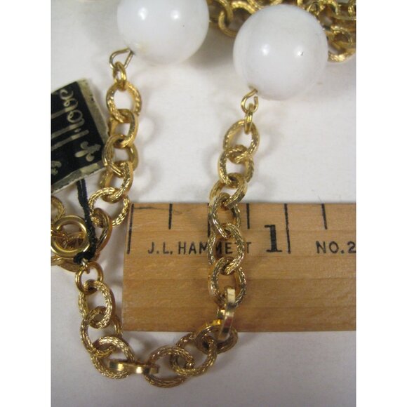Hobe Vintage Estate Necklace Chain Goldtone 56 Inch Rope Tag Glass Beaded - Picture 6 of 16